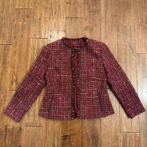 Lafayette 148 Multicolor Brown and Pink Tweed or Bouclé Jacket Sz 4